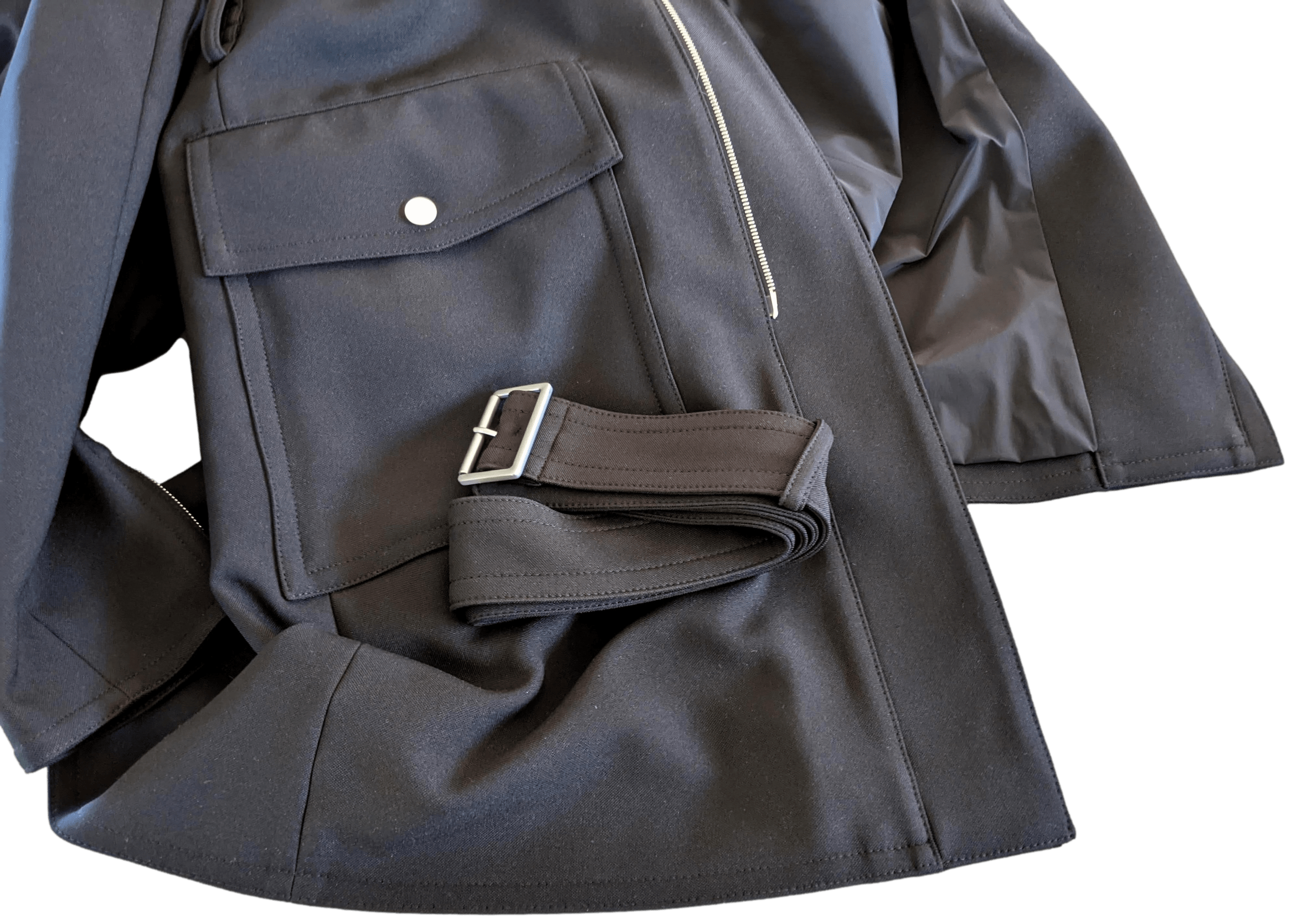 HERMES 2022 F/W Men's Black Wool Gabardine Trench Coat Sz48