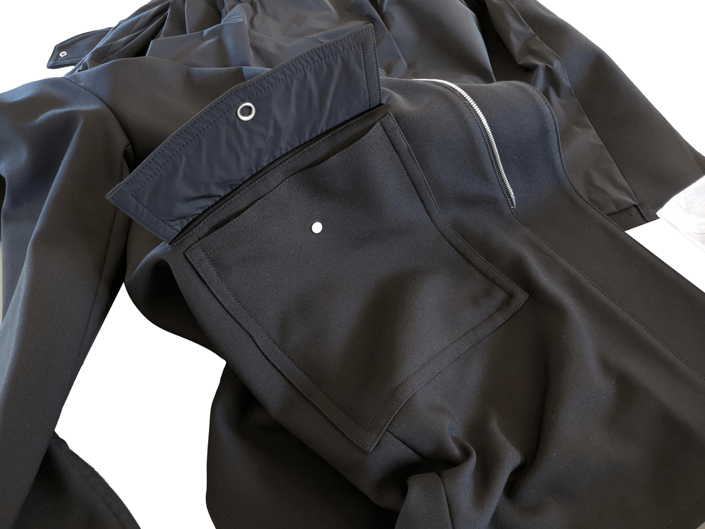 HERMES 2022 F/W Men's Black Wool Gabardine Trench Coat Sz48