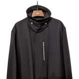 HERMES 2022 F/W Men's Black Wool Gabardine Trench Coat Sz48
