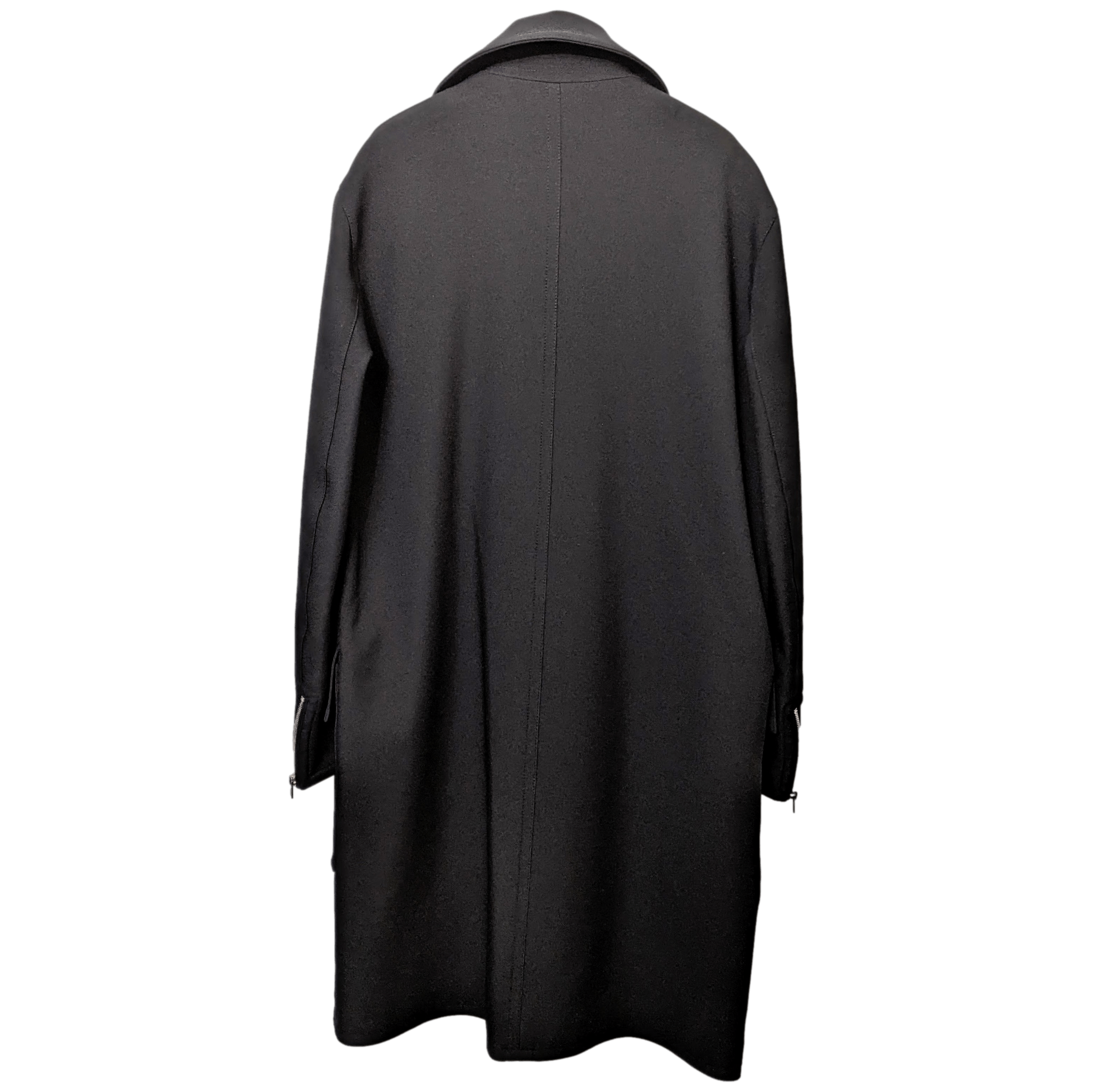 HERMES 2022 F/W Men's Black Wool Gabardine Trench Coat Sz48