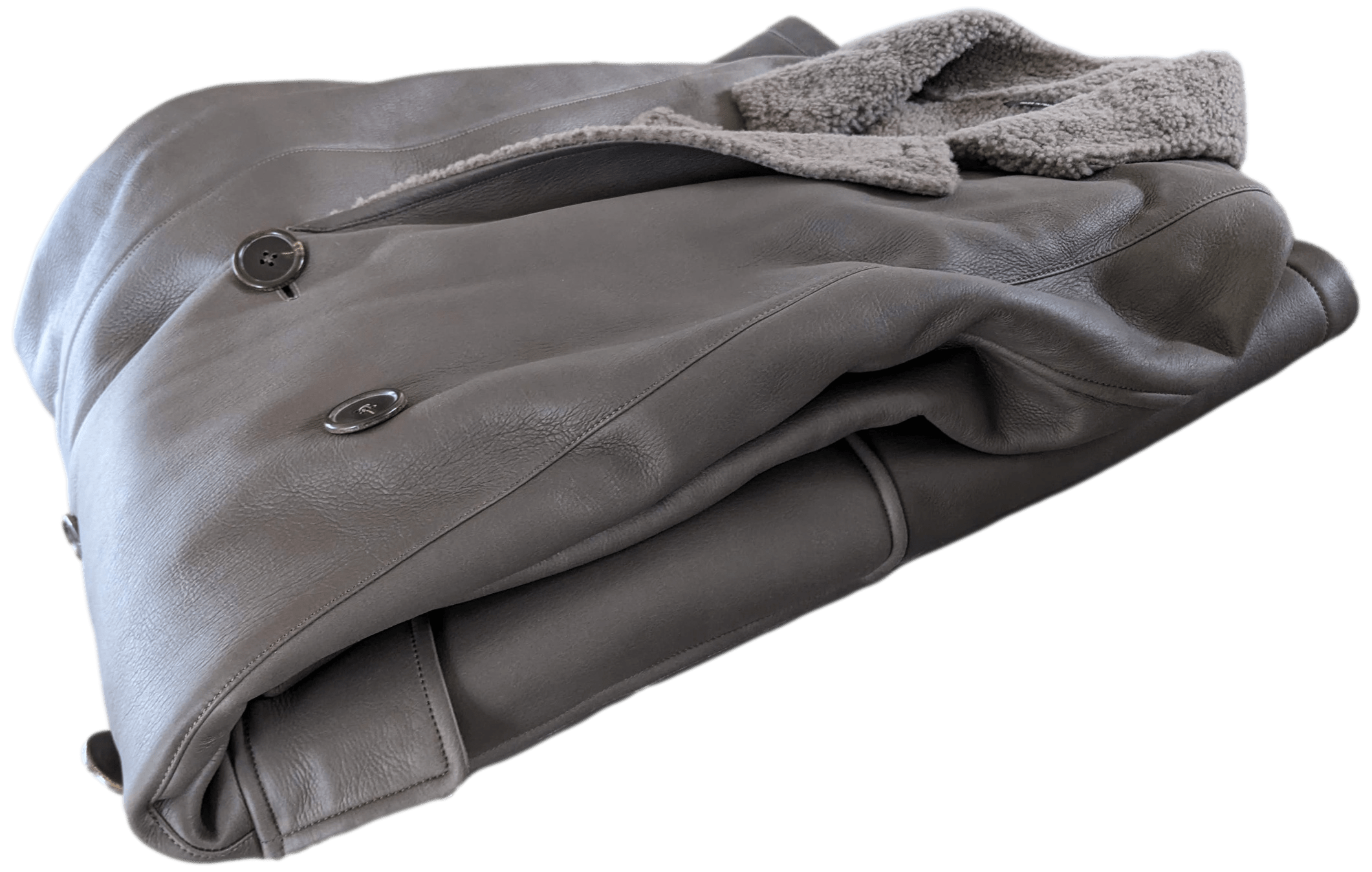 HERMES Men's Elephant Grey Long Fur-lined Lamb Coat Sz54,