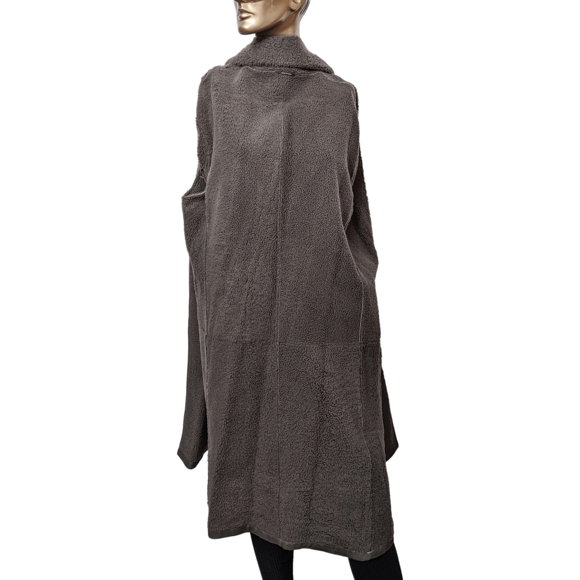 HERMES Men's Elephant Grey Long Fur-lined Lamb Coat Sz54,