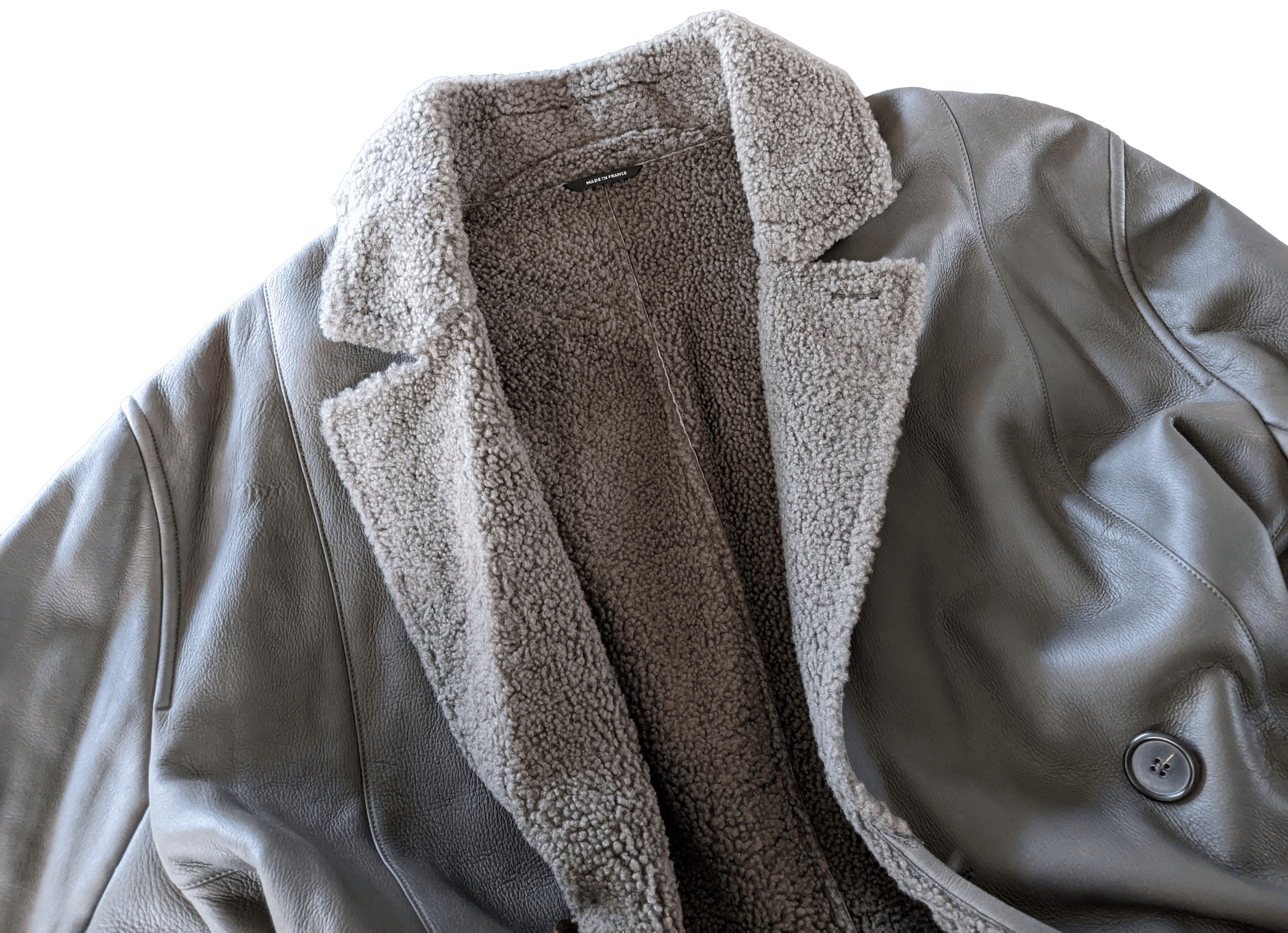 HERMES Men's Elephant Grey Long Fur-lined Lamb Coat Sz54,