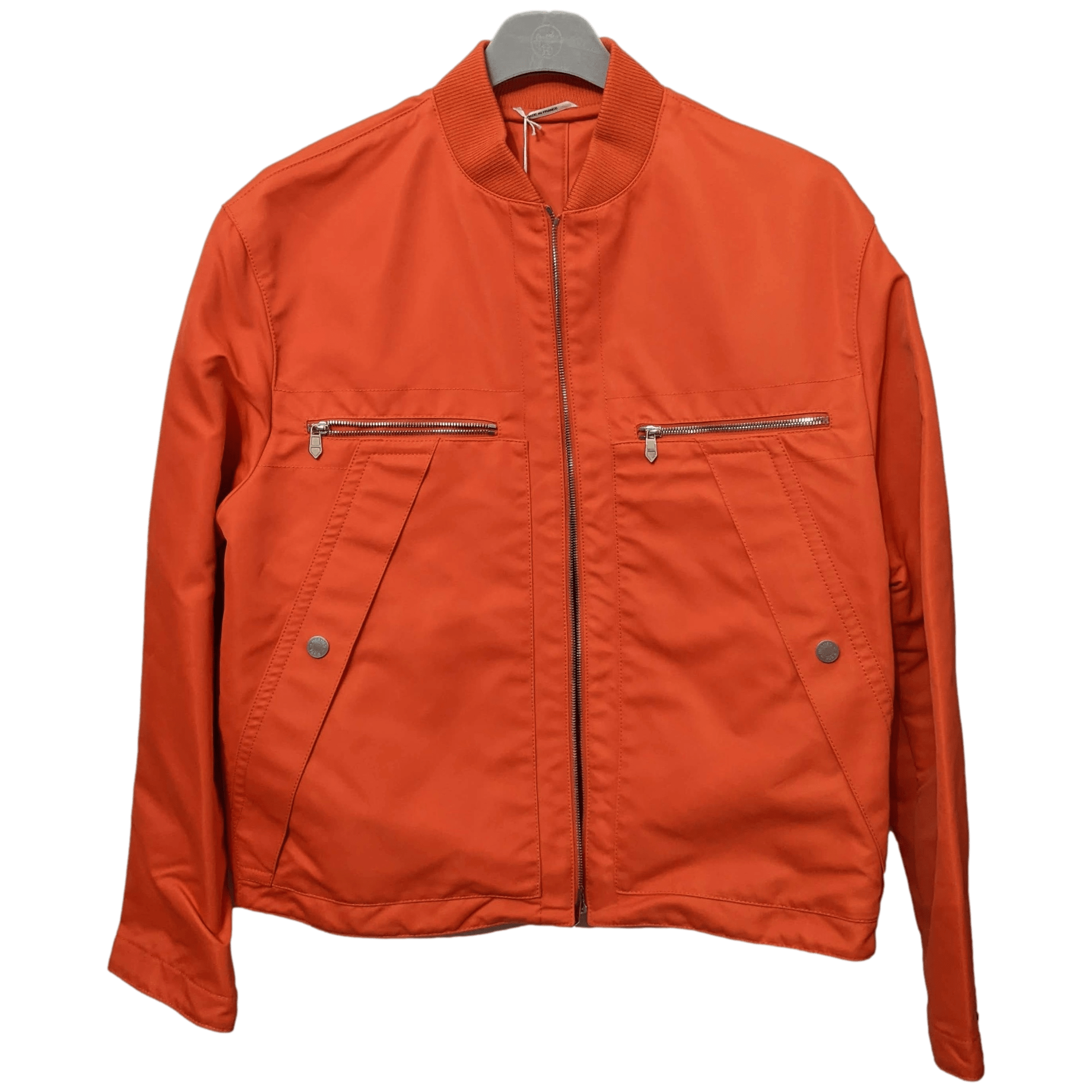 HERMES BLOUSON DROIT Men's POP ORANGE Straight Cut Jacket Sz50,