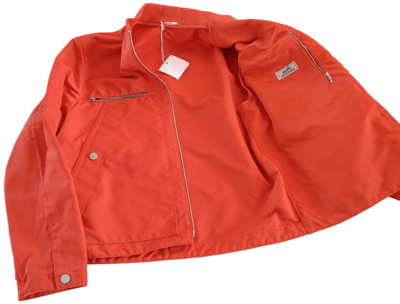 HERMES BLOUSON DROIT Men's POP ORANGE Straight Cut Jacket Sz50,