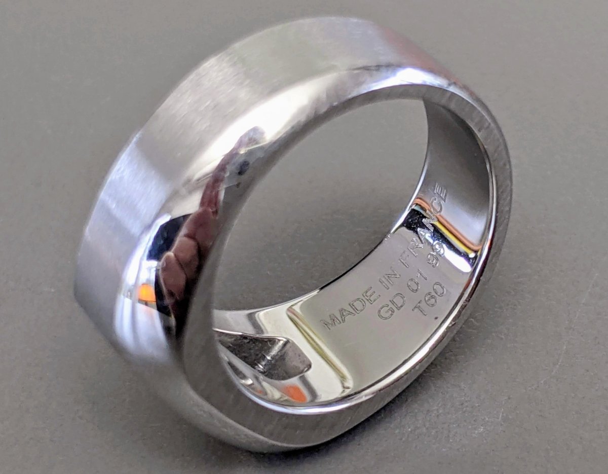 Hermes Men's Brushed/Shiny Stainless Steel DELTA Unisex Ring Sz60, NIB! - poupishop