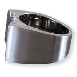 HERMES Men's Important Signet Ring H in Brushed/Shiny Stainless Steel