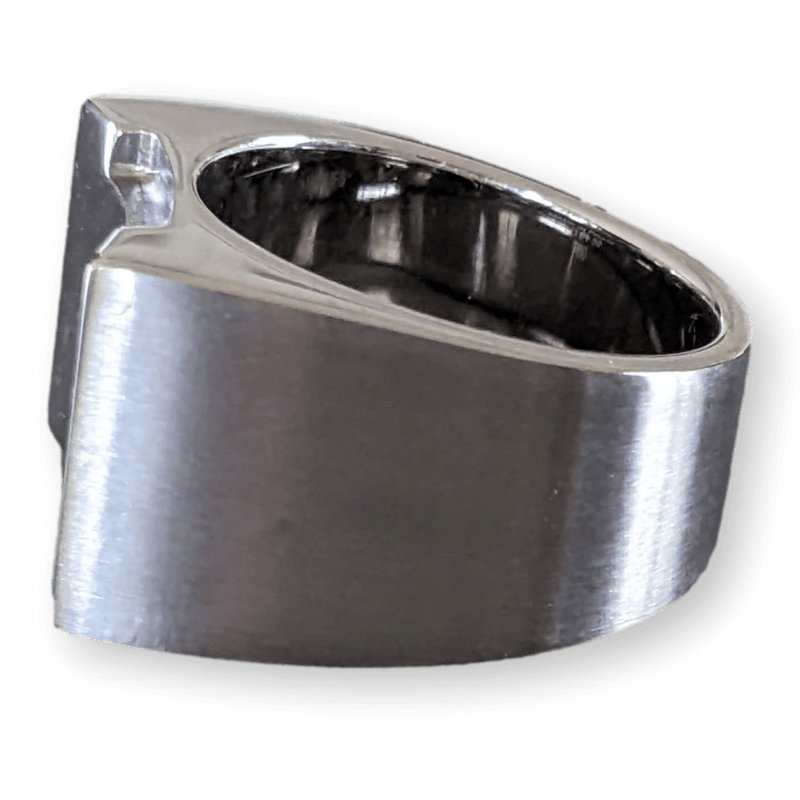 HERMES Men's Important Signet Ring H in Brushed/Shiny Stainless Steel