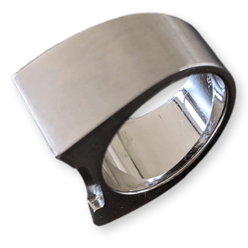 HERMES Men's Important Signet Ring H in Brushed/Shiny Stainless Steel