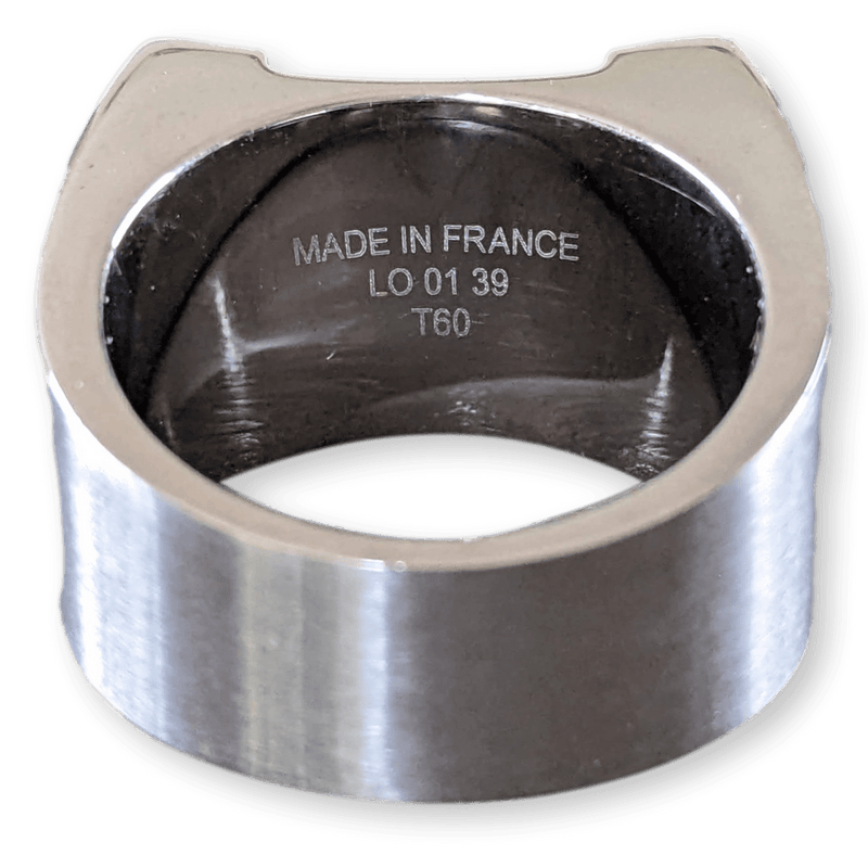 HERMES Men's Important Signet Ring H in Brushed/Shiny Stainless Steel