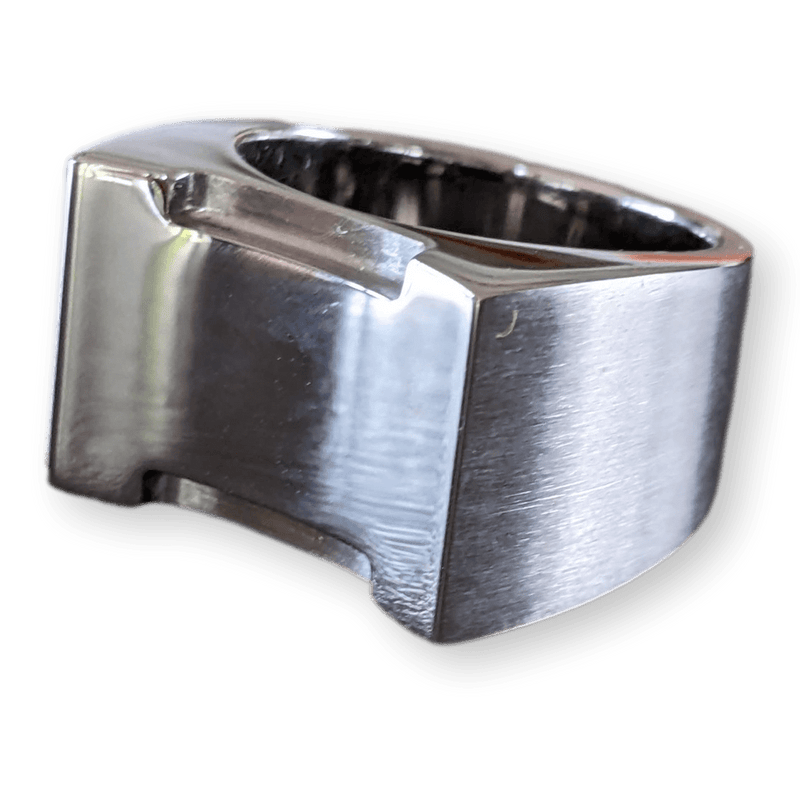 HERMES Men's Important Signet Ring H in Brushed/Shiny Stainless Steel