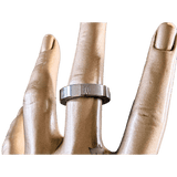 HERMES Men's Brushed/Shiny Stainless Steel Unisex Ring Sz60