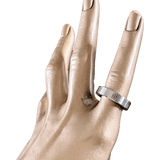 HERMES Men's Brushed/Shiny Stainless Steel Unisex Ring Sz60