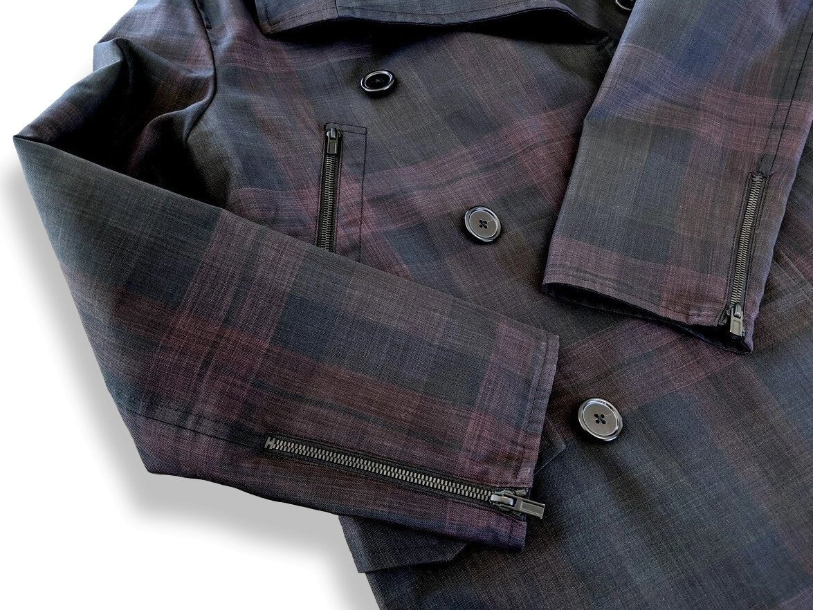 Hermes Men's Tartan Caban Peacoat Coat Sz48, Pur Luxe, NEW! - poupishop