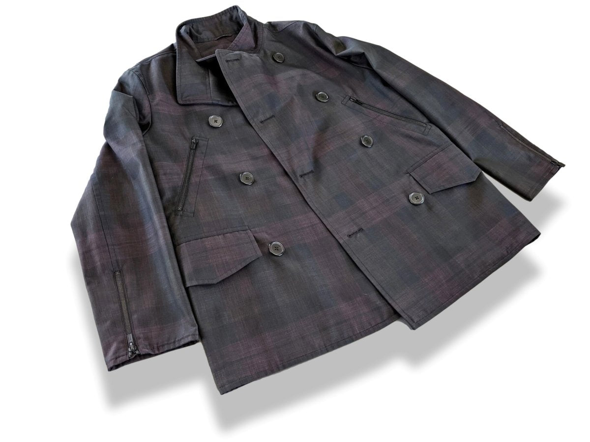Hermes Men's Tartan Caban Peacoat Coat Sz48, Pur Luxe, NEW! - poupishop