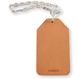 HERMES  " Merci ! " Barenia Leather/Sterling Silver Keyring Porte-Clefs