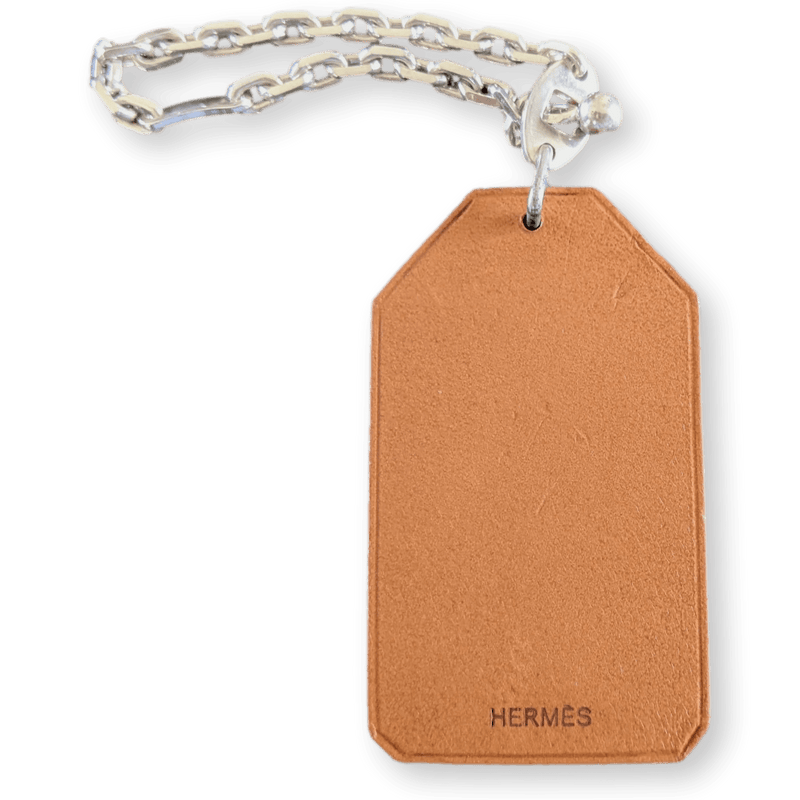 HERMES  " Merci ! " Barenia Leather/Sterling Silver Keyring Porte-Clefs