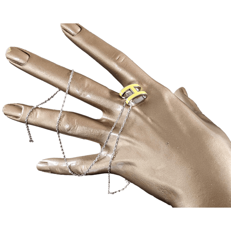 HERMES MINI POP H Yelllow & Palladium Pendant Necklace