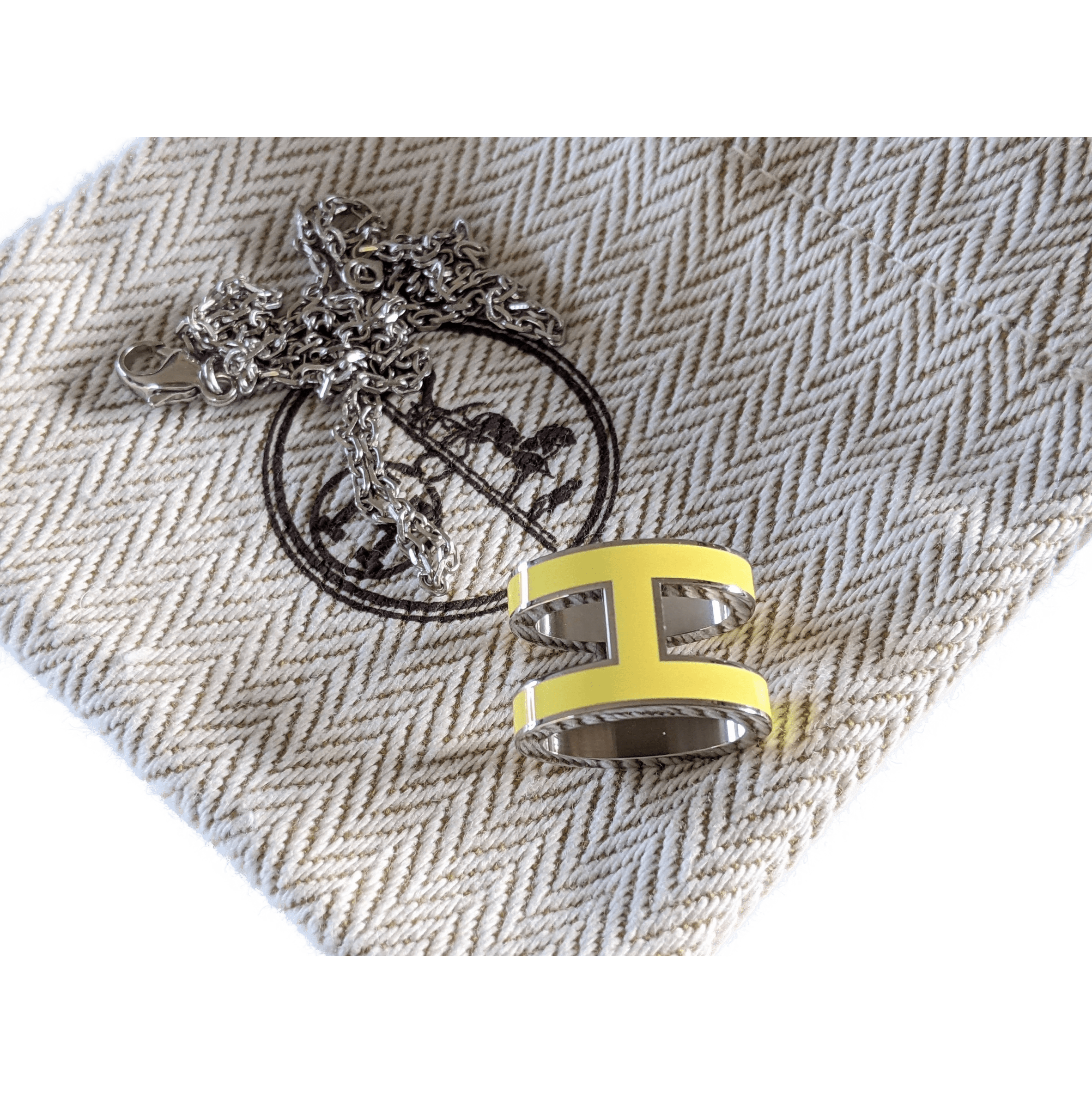 HERMES MINI POP H Yelllow & Palladium Pendant Necklace