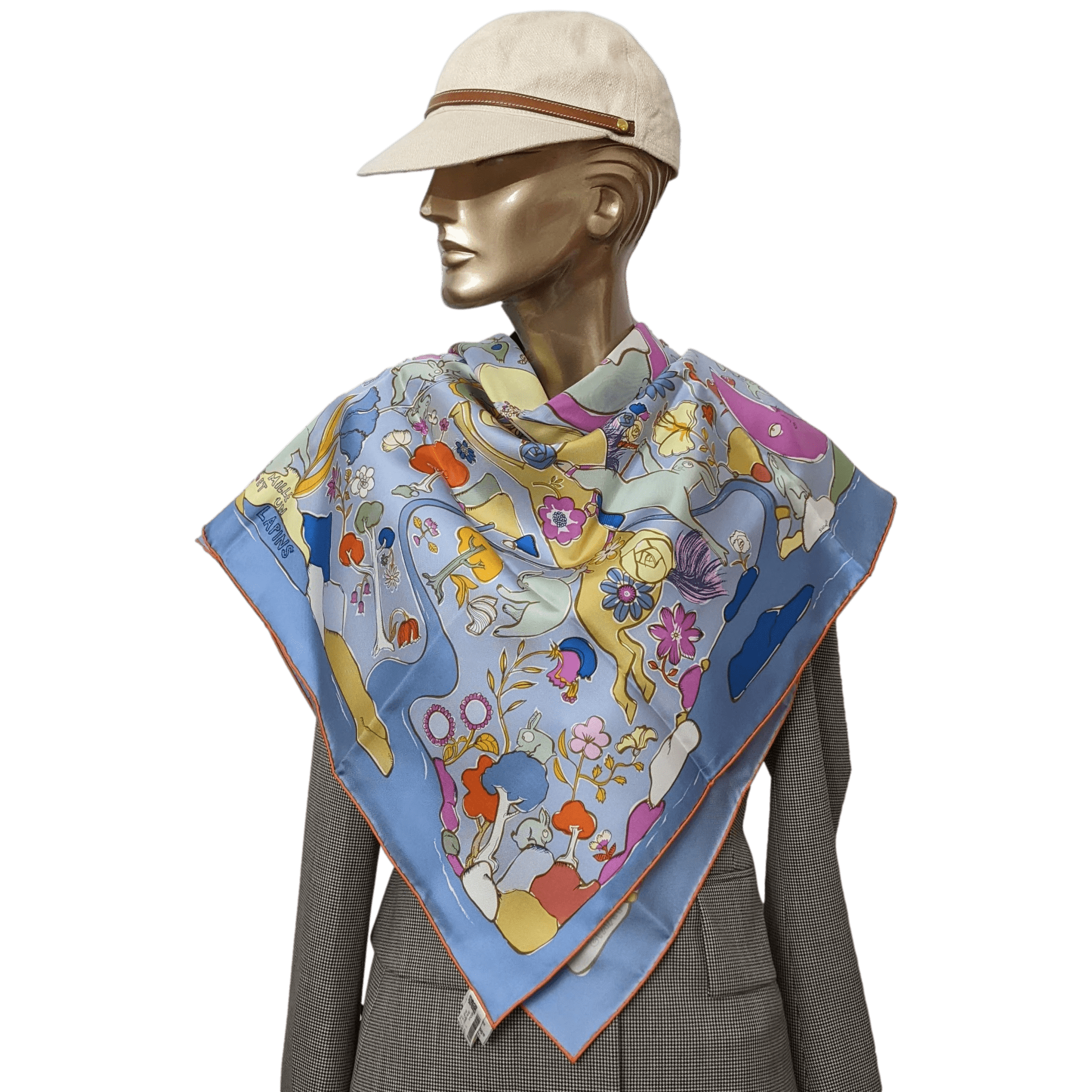 HERMES MILLE ET UN LAPINS [D1023.10] Twill Silk Scarf 90 x 90 cm