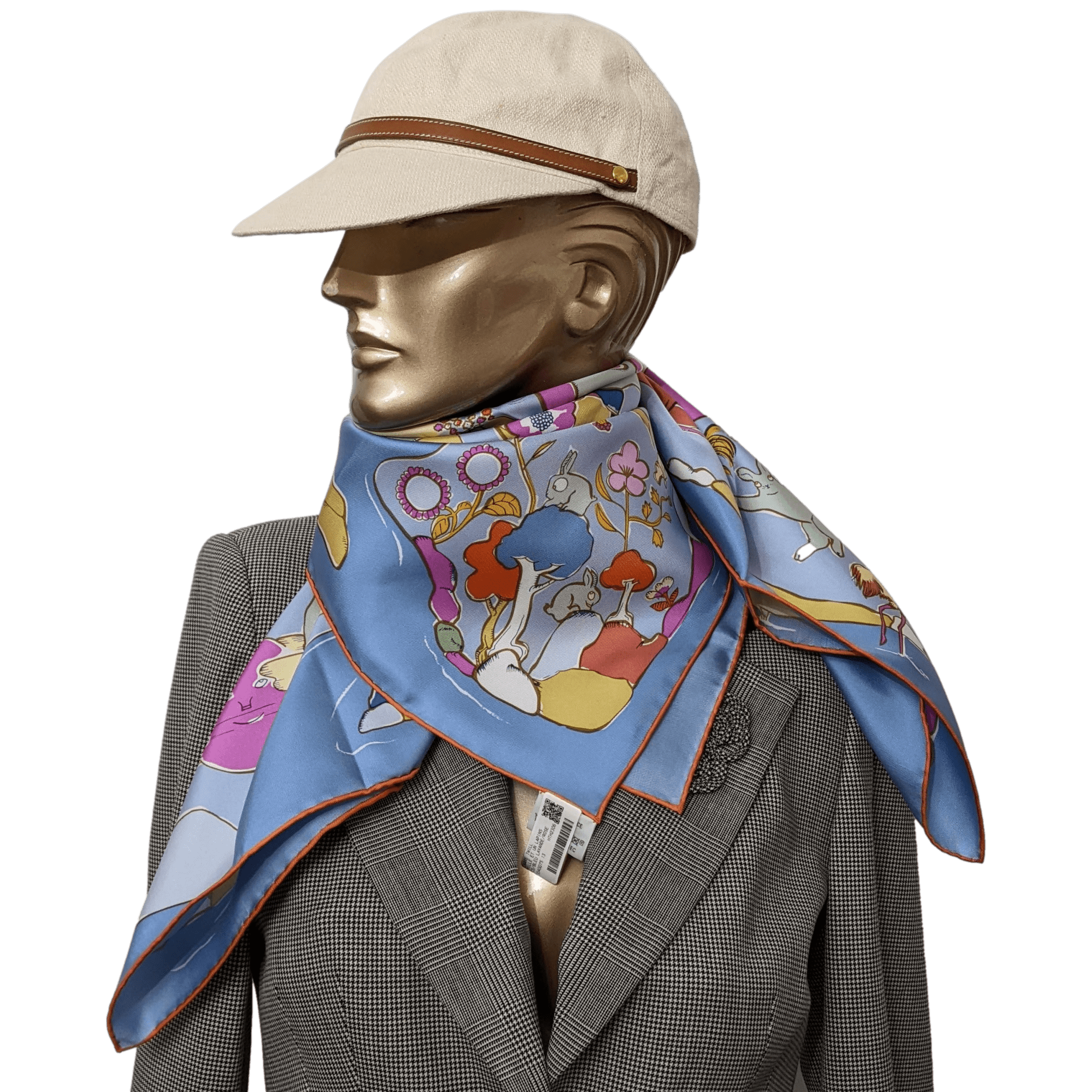 HERMES MILLE ET UN LAPINS [D1023.10] Twill Silk Scarf 90 x 90 cm