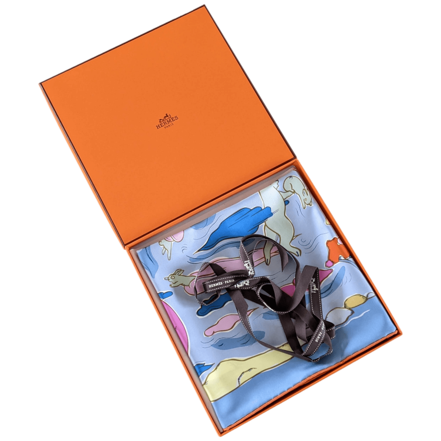HERMES MILLE ET UN LAPINS [D1023.10] Twill Silk Scarf 90 x 90 cm