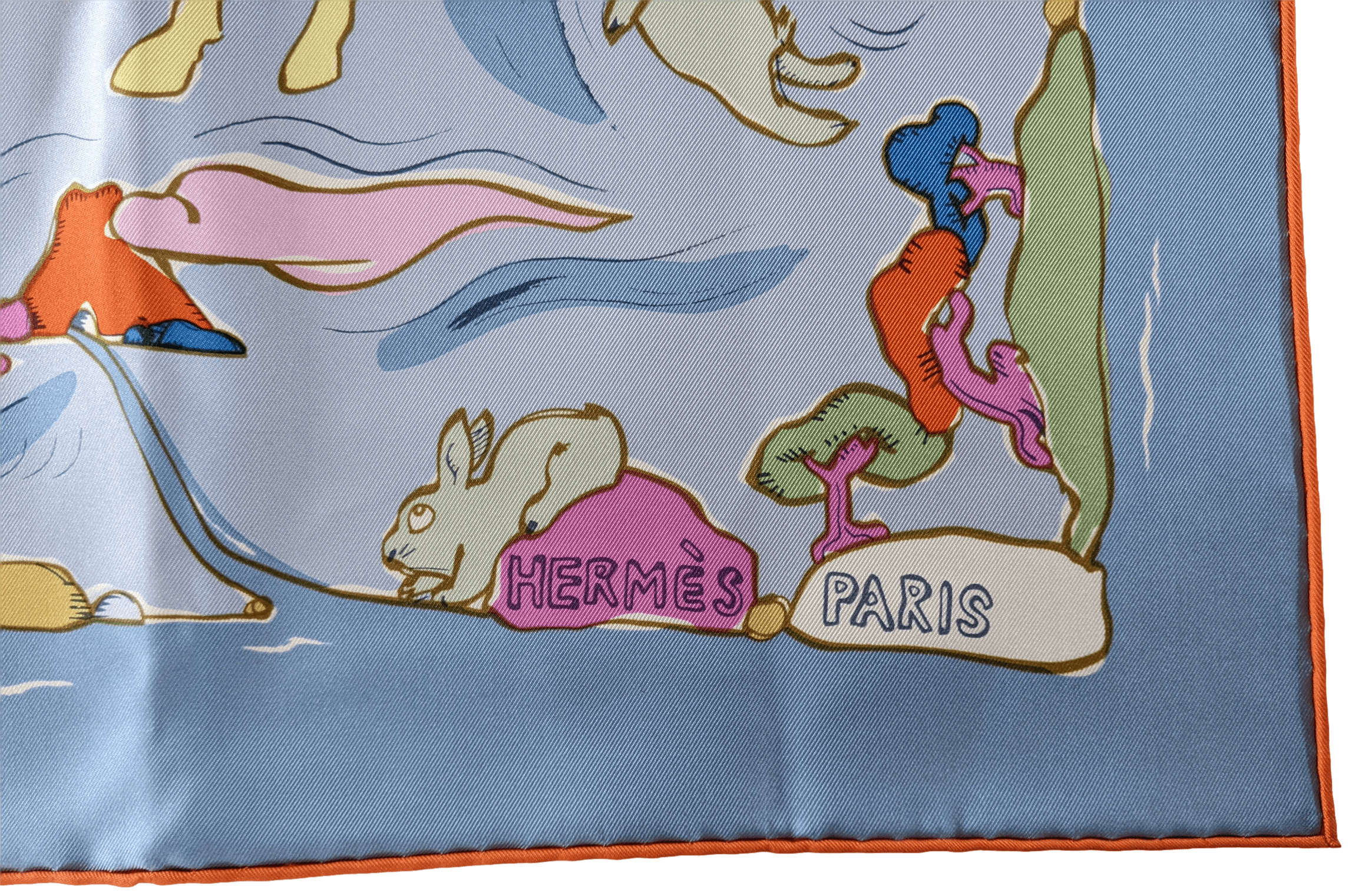 HERMES MILLE ET UN LAPINS [D1023.10] Twill Silk Scarf 90 x 90 cm