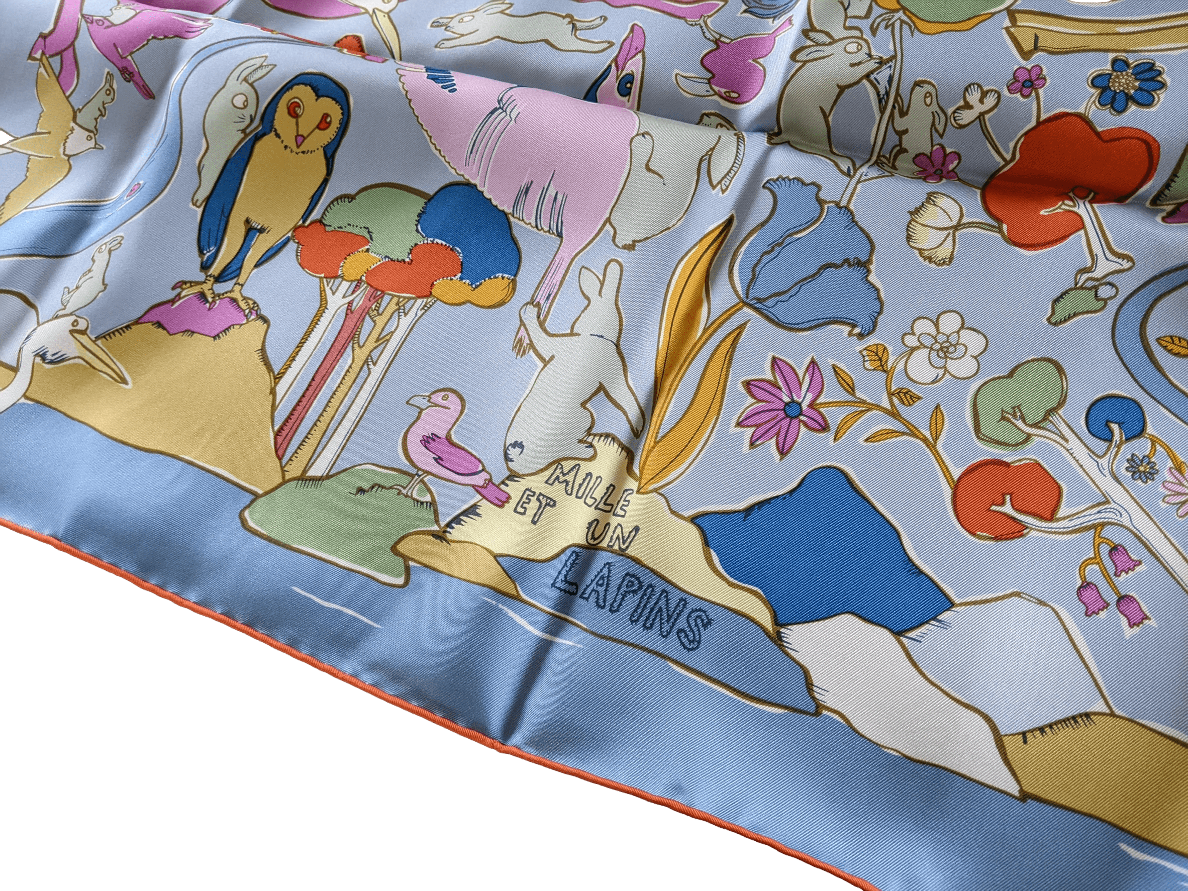HERMES MILLE ET UN LAPINS [D1023.10] Twill Silk Scarf 90 x 90 cm