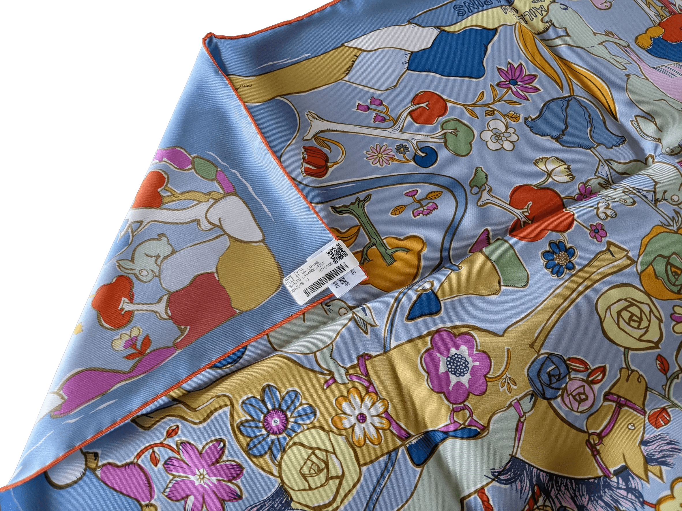 HERMES MILLE ET UN LAPINS [D1023.10] Twill Silk Scarf 90 x 90 cm
