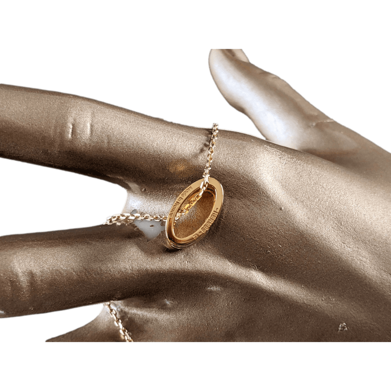 HERMES MINI POP H Black & Yellow Plated Gold Pendant Necklace