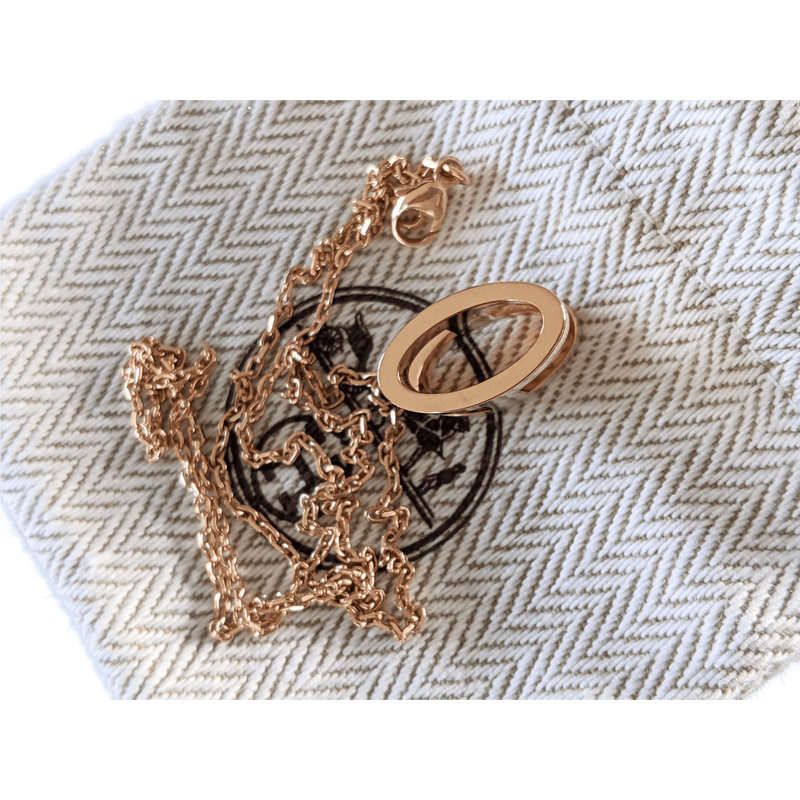 HERMES MINI POP H Marron Glacé & Pink Gold Pendant Necklace