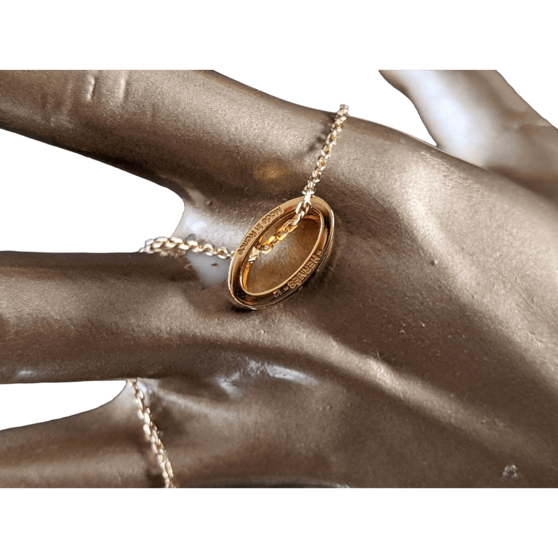 HERMES MINI POP H Black & Yellow Plated Gold Pendant Necklace