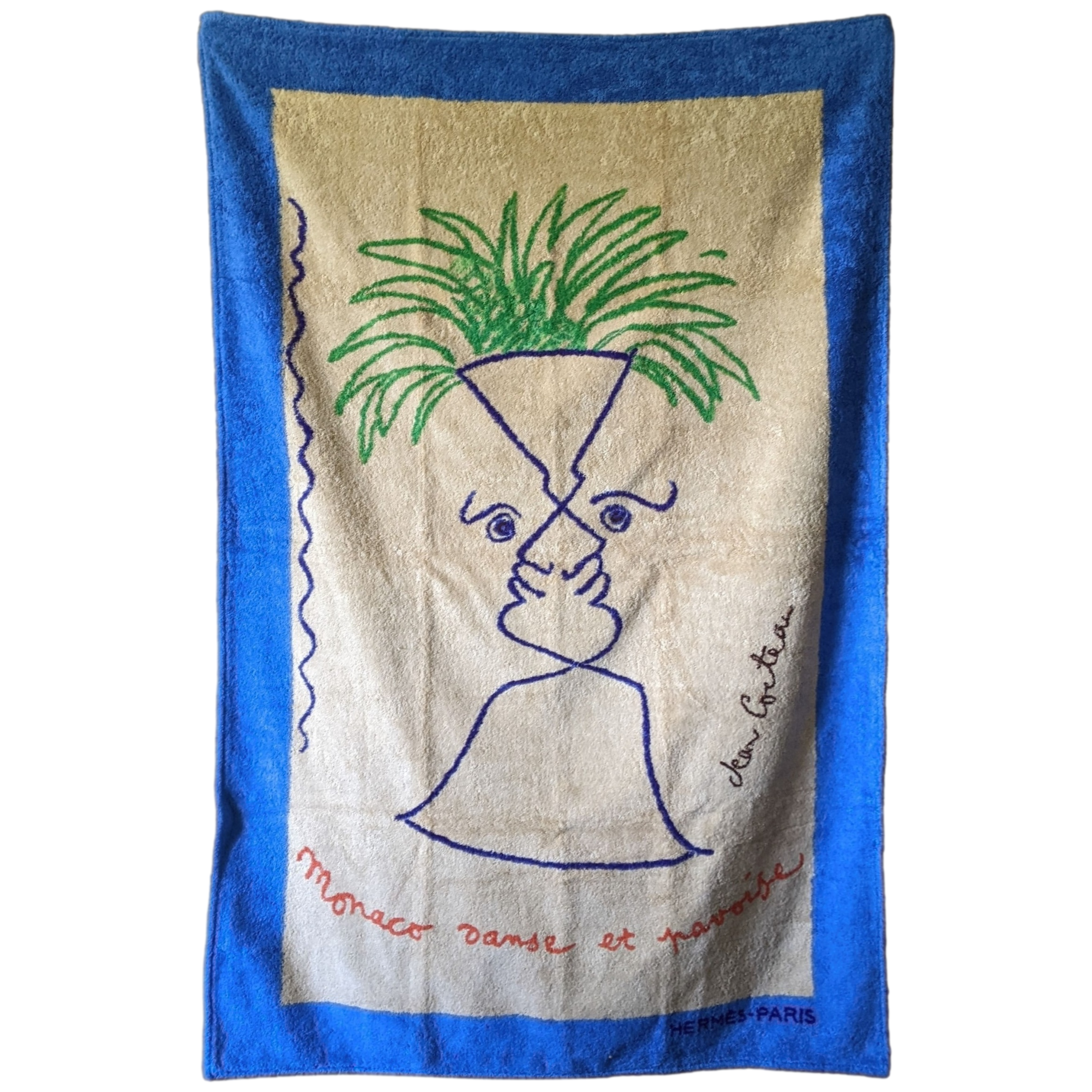 HERMES MONACO DANSE ET PAVOISE 1995 Special Issue Beach Jean Cocteau 90 x 150 cm