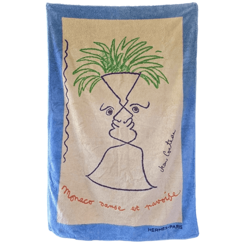 HERMES 1995 Limited 500Ex. Beach Towel MONACO DANSE ET PAVOISE by Jean Cocteau