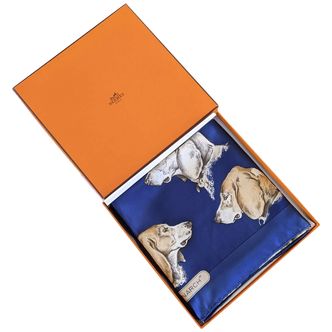 Hermes 1974 Marine "Monarch" Hound Dog Beagle by Xavier de Poret Twill 90cm