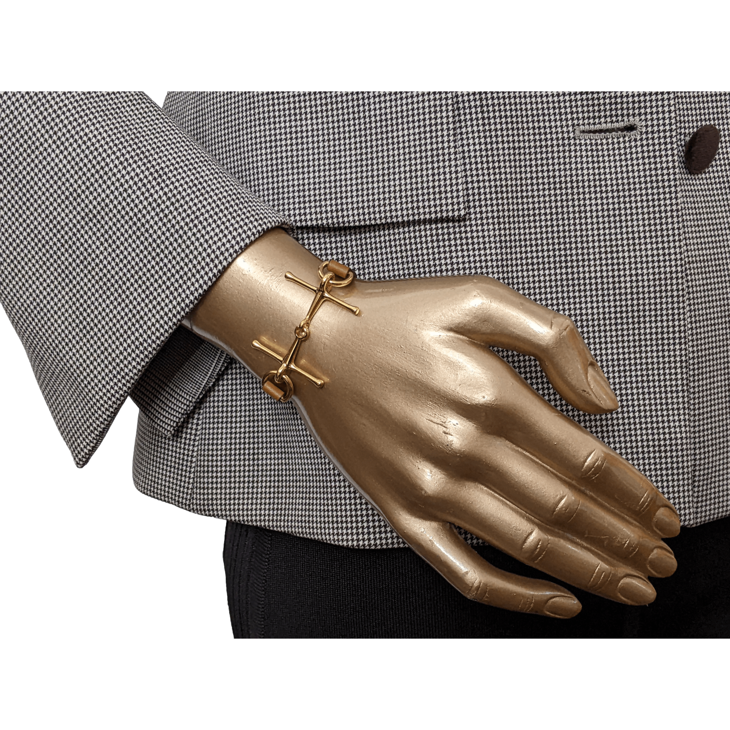 HERMES MORS H Gold Calfskin/Plated Gold Bracelet T1