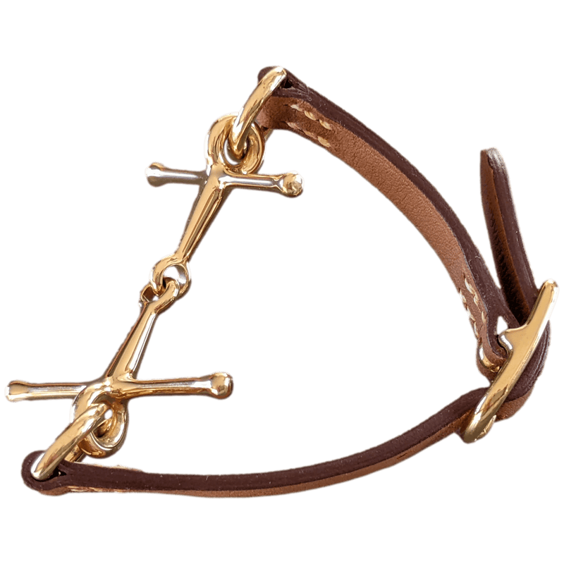 HERMES MORS H Gold Calfskin/Plated Gold Bracelet T1