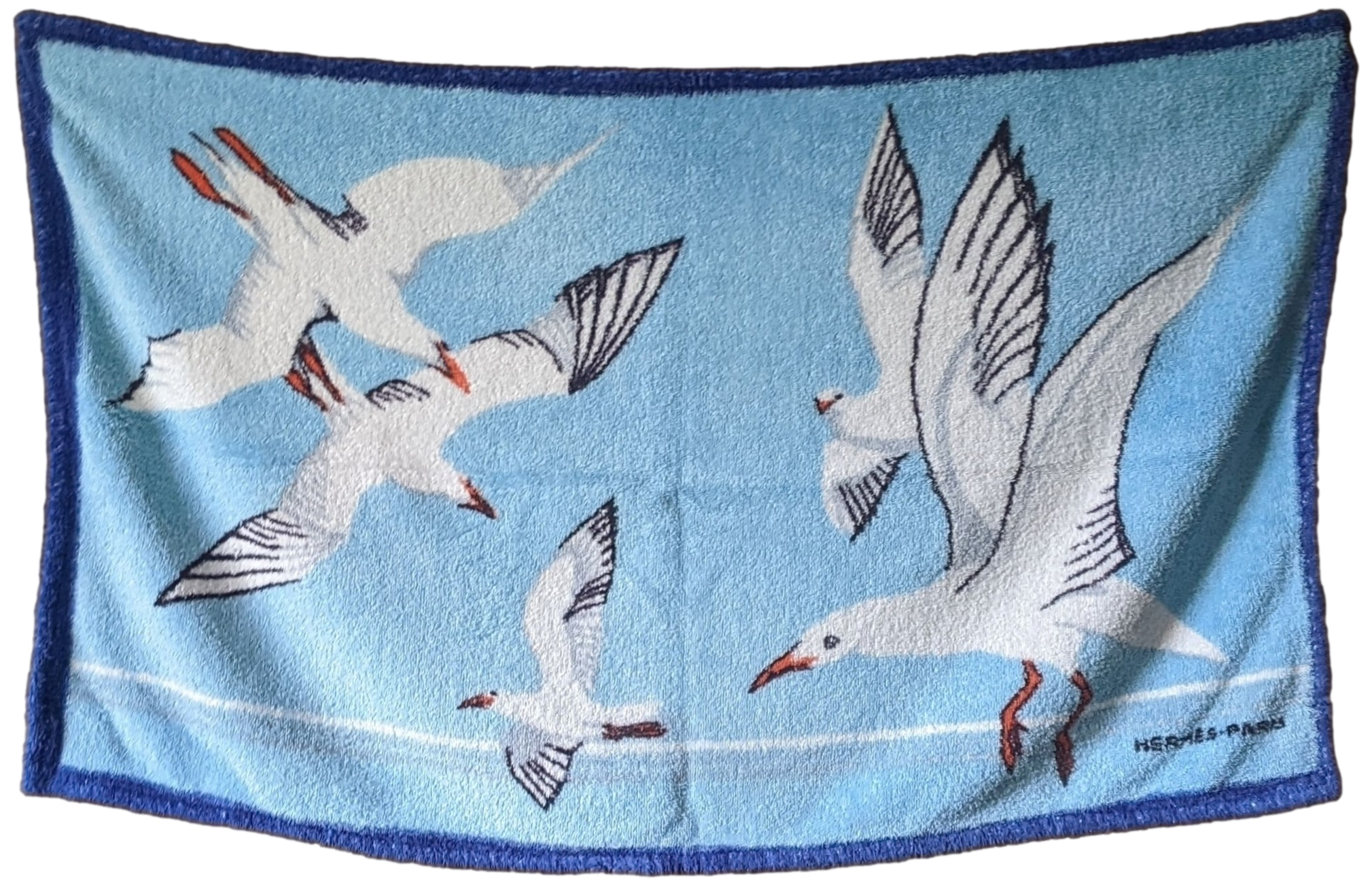 HERMES Vintage MOUETTES Terry Beach Towel PM 65 x 95 cm