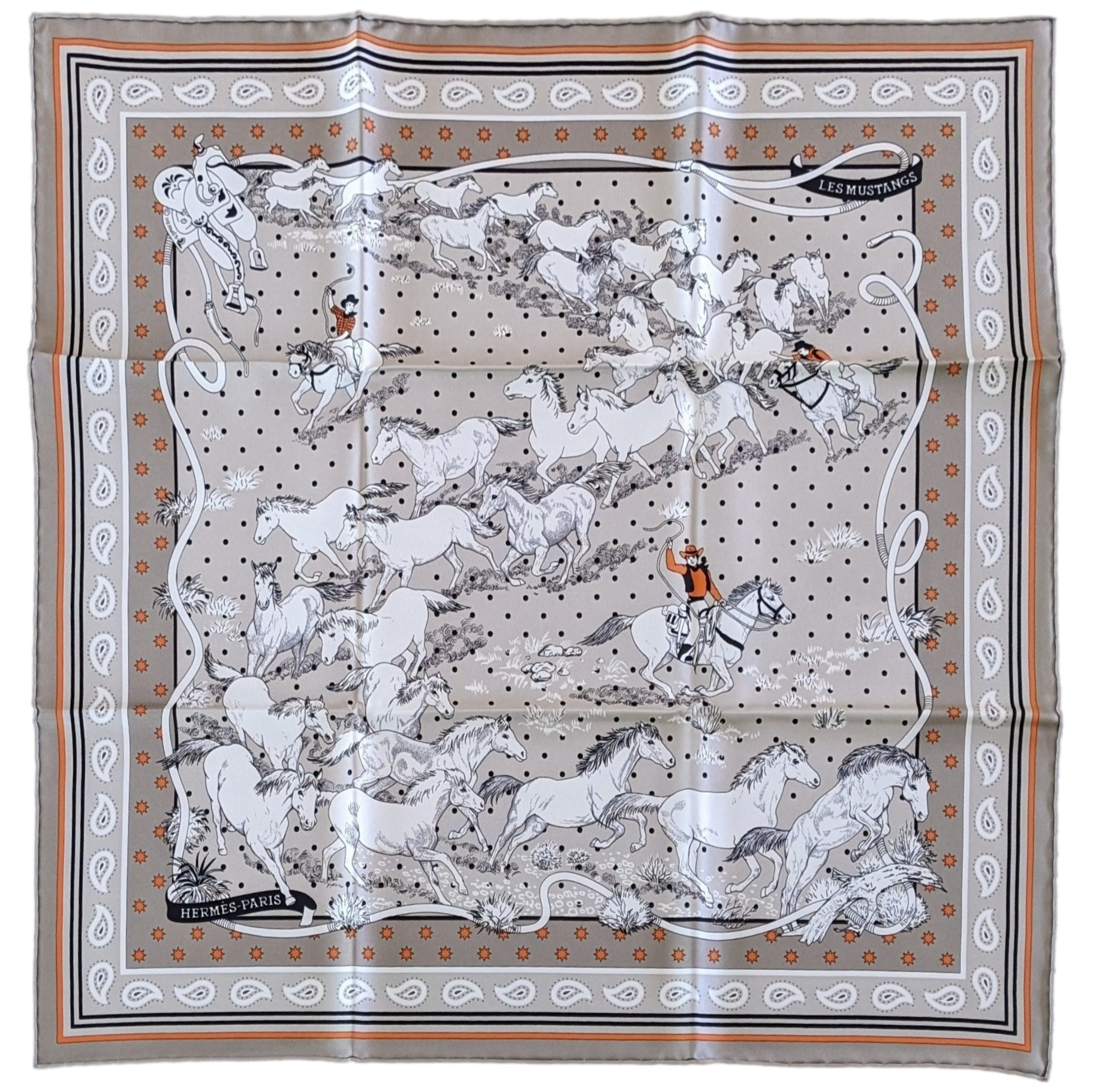 HERMES MUSTANGS [JUTTA18] by Robert Dallet Bandana 55 x 55 cm