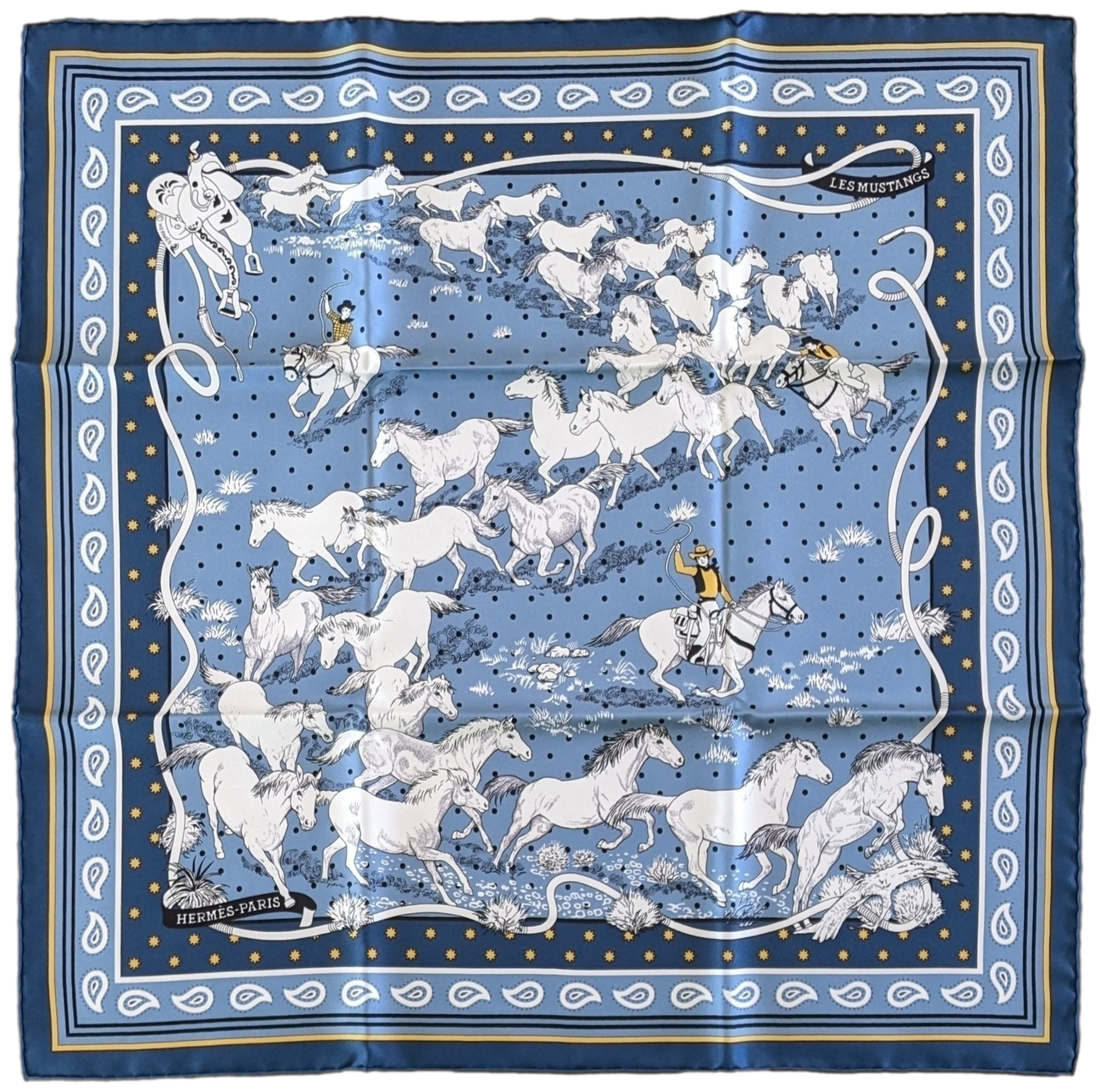 HERMES MUSTANGS [JUTTA20] by Robert Dallet Bandana 55 x 55 cm, BNWTIB