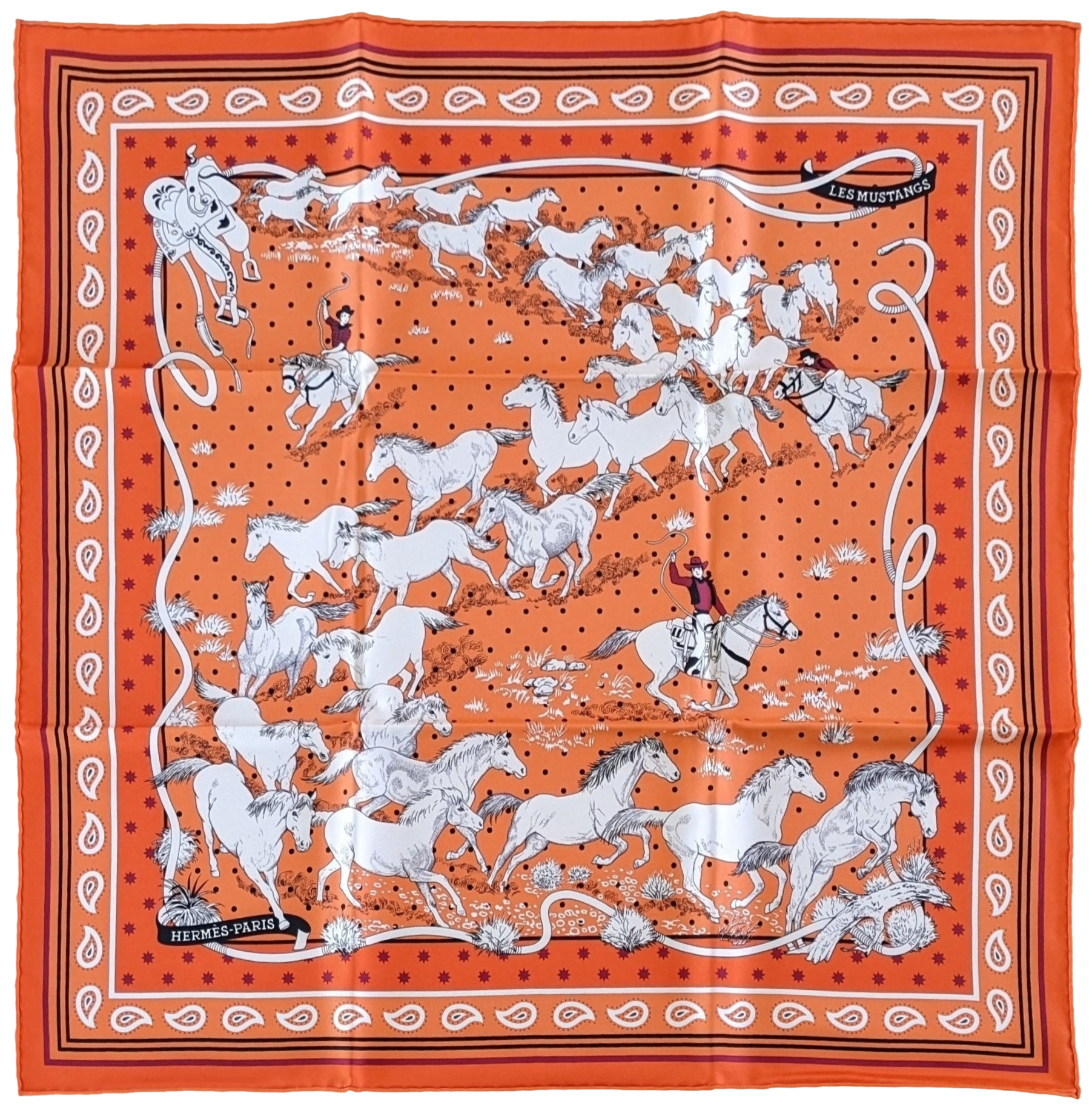HERMES MUSTANGS [JUTTA19] by Robert Dallet Bandana 55 x 55 cm