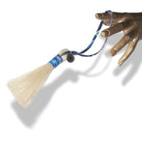 Hermes Natural Crinoline & Blue Silk Bridle LA NATURE AU GALOP Tassel Bag Charm Rare, NIB! - poupishop