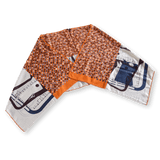 HERMES Unisex Natural/Orange Equestre 70% Cashmere Stole