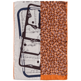 HERMES Unisex Natural/Orange Equestre 70% Cashmere Stole