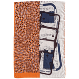 HERMES Unisex Natural/Orange Equestre 70% Cashmere Stole