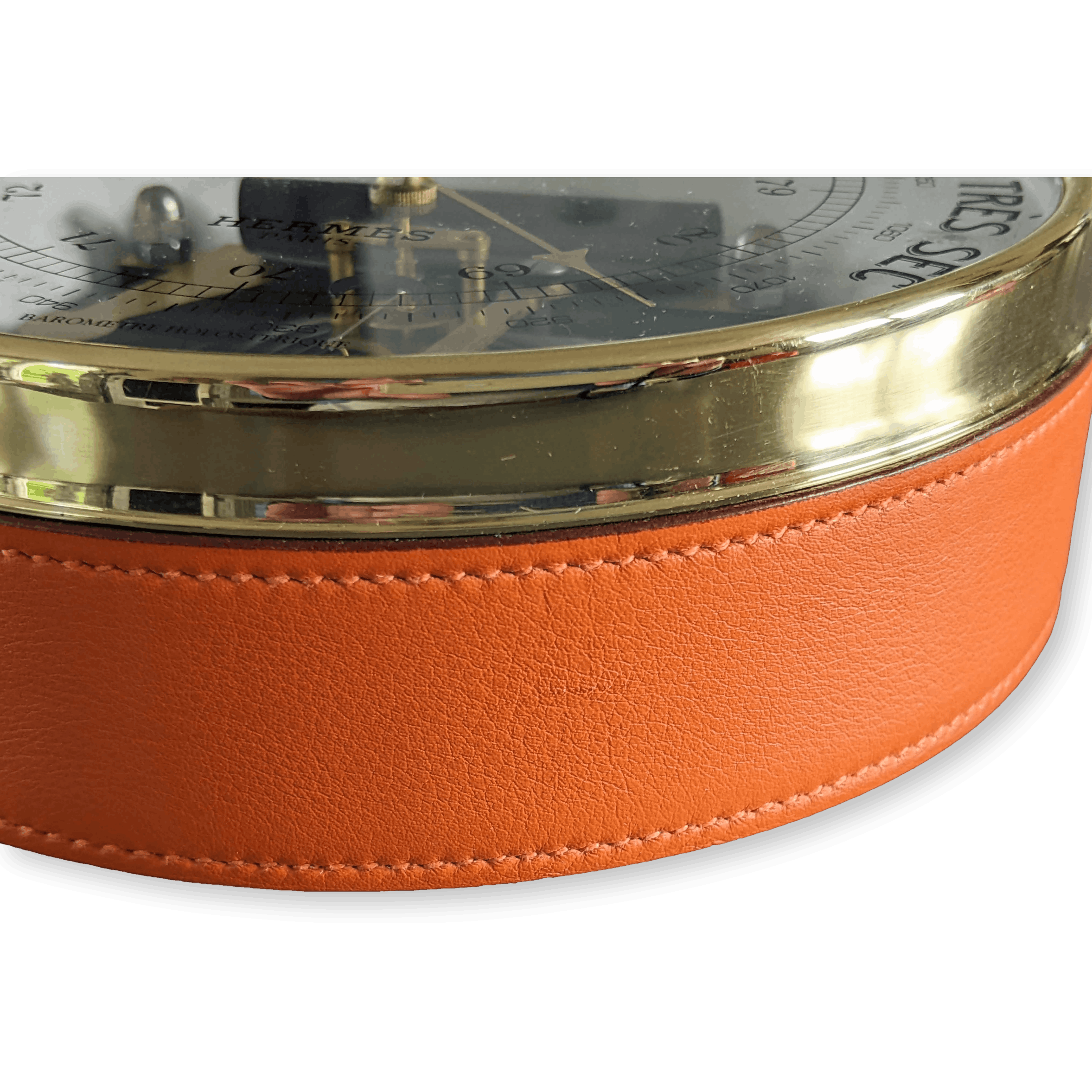 HERMES Paris by Naudet Dourde Luxury Orange Leather Holosteric Barometer