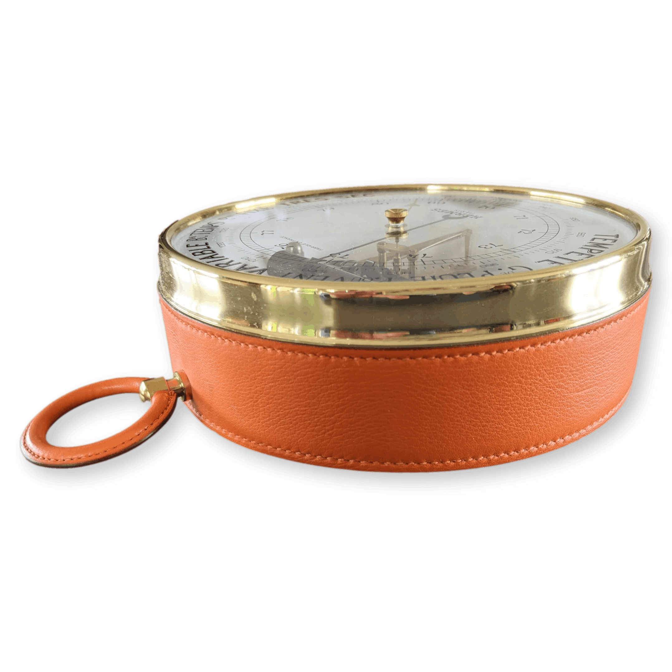 HERMES Paris by Naudet Dourde Luxury Orange Leather Holosteric Barometer