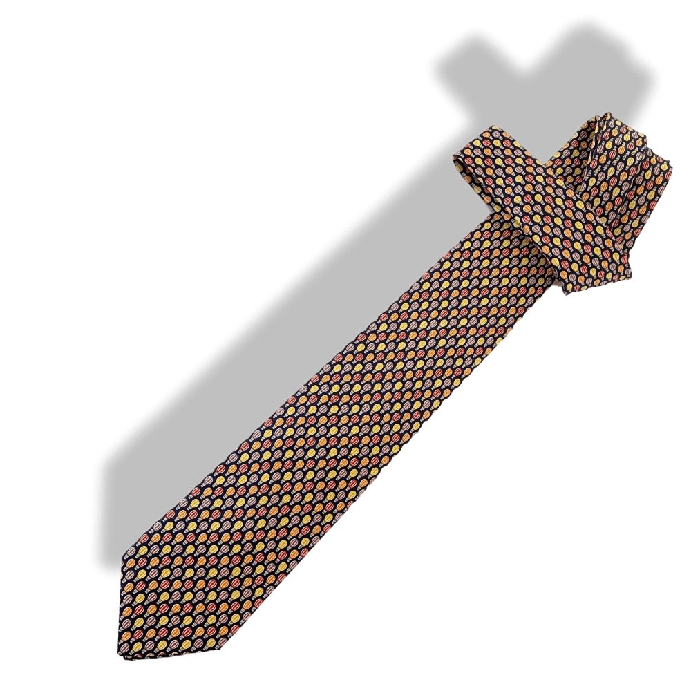 Hermes Navy Orange Yellow Hot Air Balloon MONTGOLFIERE Twill Silk Tie, NWT in Pochette! - poupishop