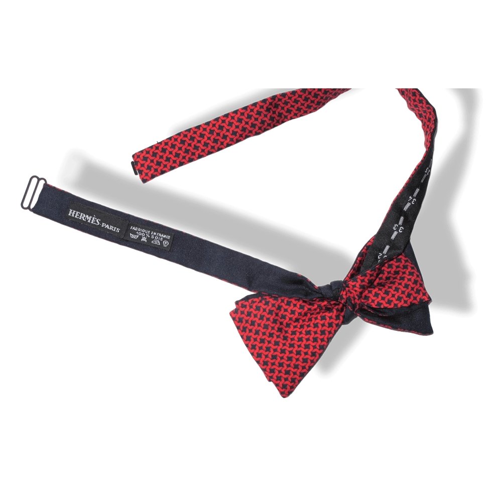 Hermes Navy Red LINKS Bow Tie Adjustable Size, New! - poupishop