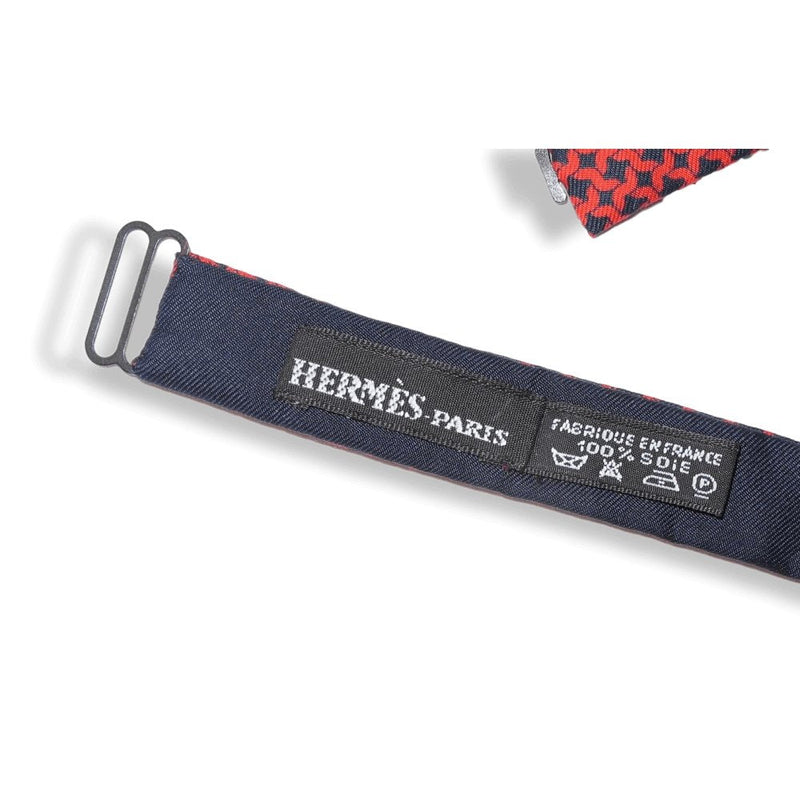 Hermes Navy Red LINKS Bow Tie Adjustable Size, New! - poupishop